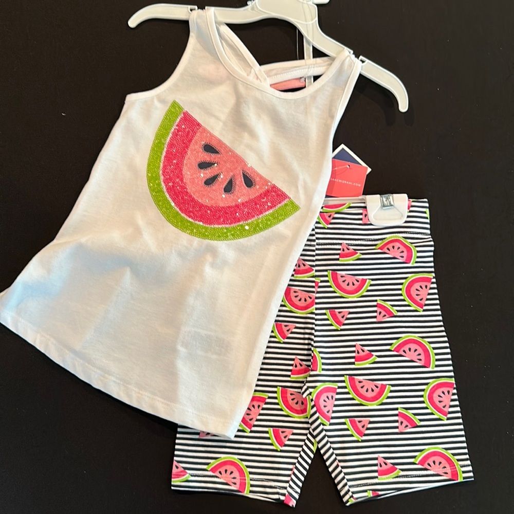 Girls 2pc watermelon short set - size 5/6 - BNWT